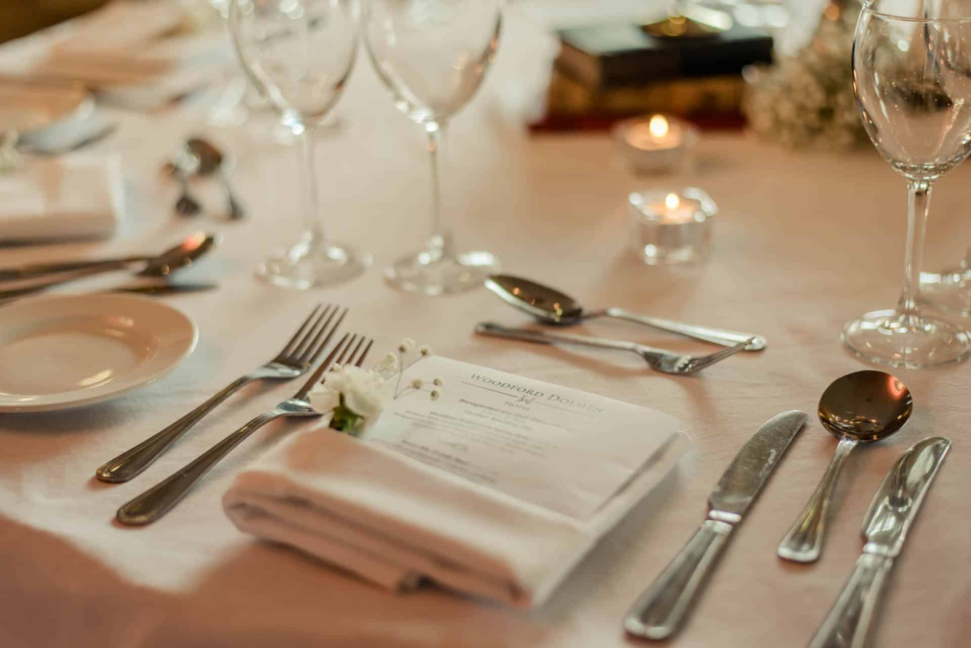 Woodford Dolmen Hotel Carlow Knife and Fork Set Up