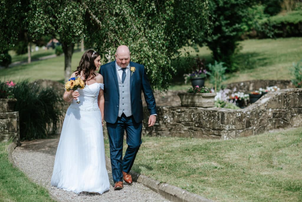 Wedding couple walking