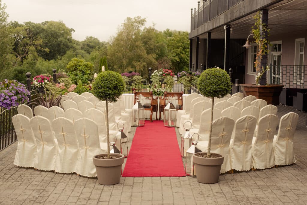 A wedding set up outdoors