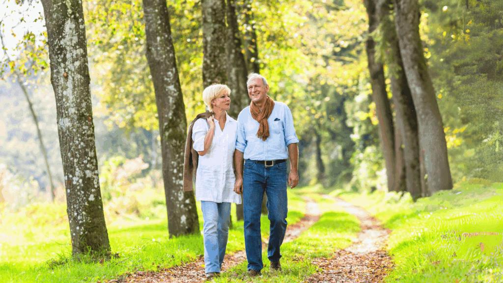 Couple walking in a forest