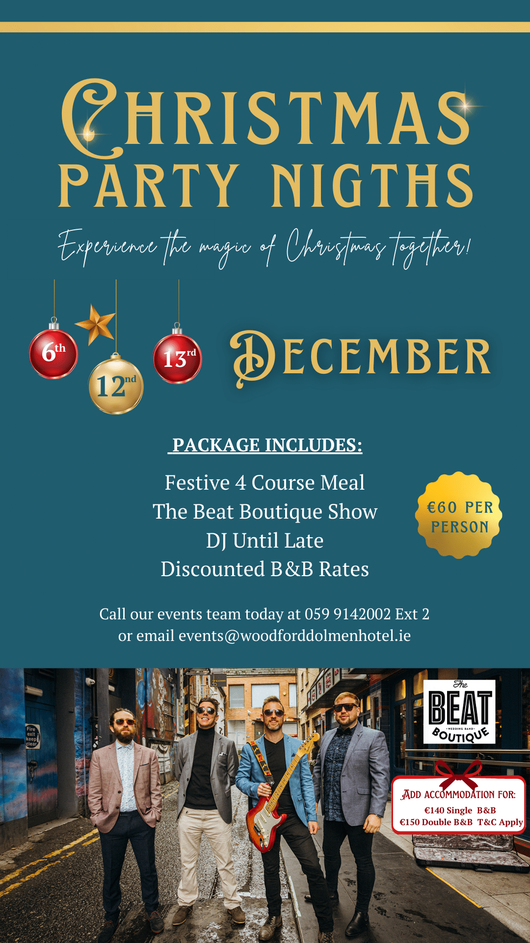 Christmas Party Nights 6th, 12th and 13th of December