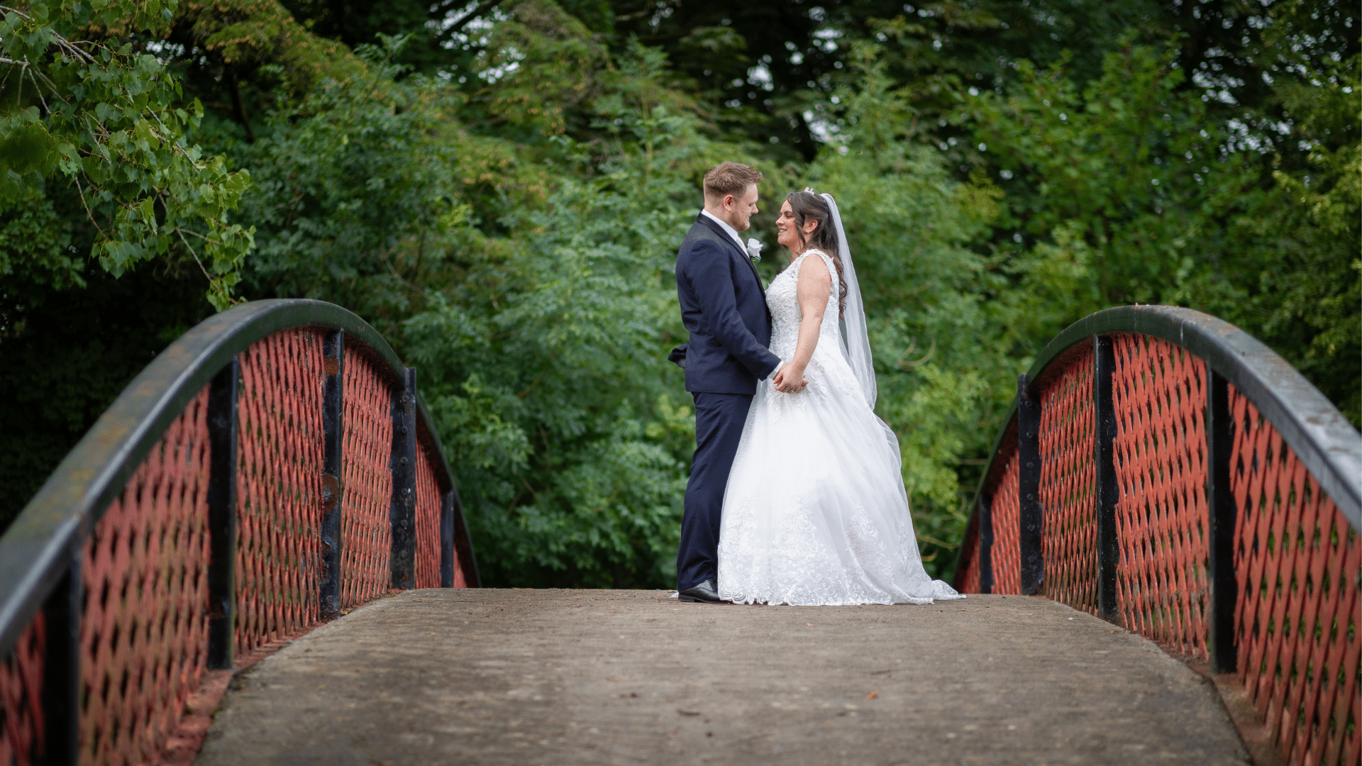 Bride and Groom on Red Bridge