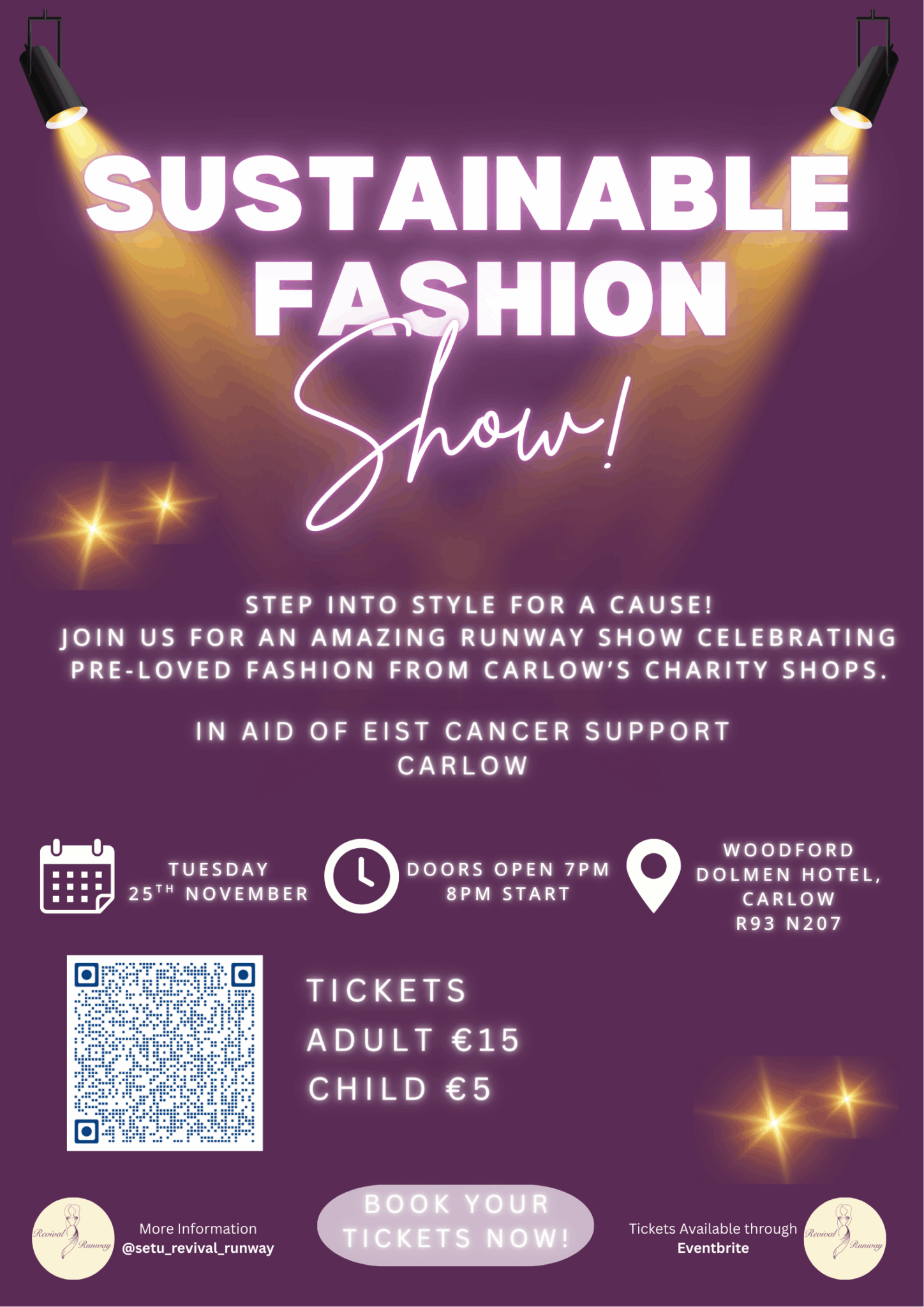 Join us for a Sustainable Fashion Show on November 25th hosted by SETU Students at the Woodford Dolmen Hotel in Carlow