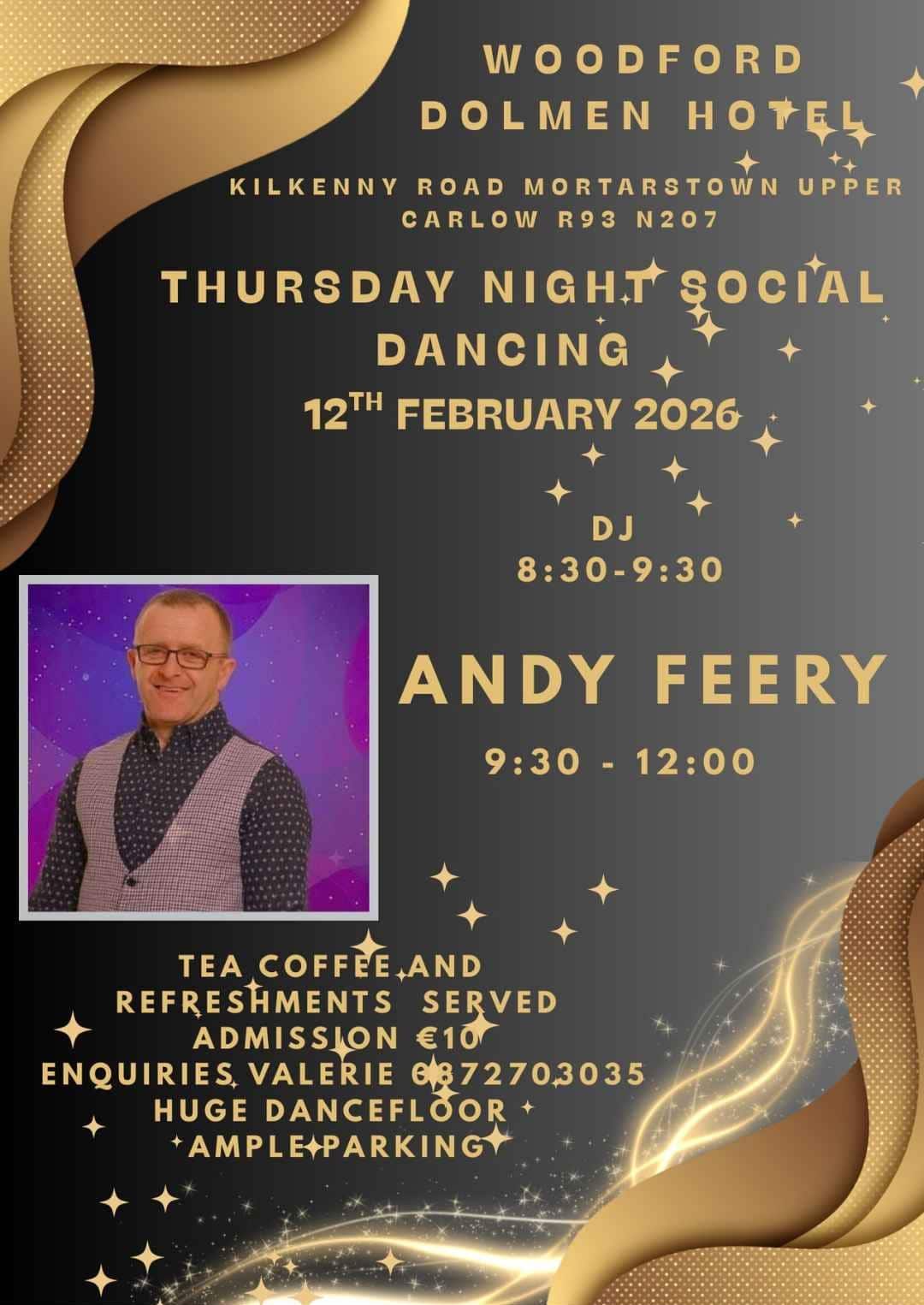 Social Dancing with Andy Feery at the Woodford Dolmen Hotel on Thursday, 12th of February