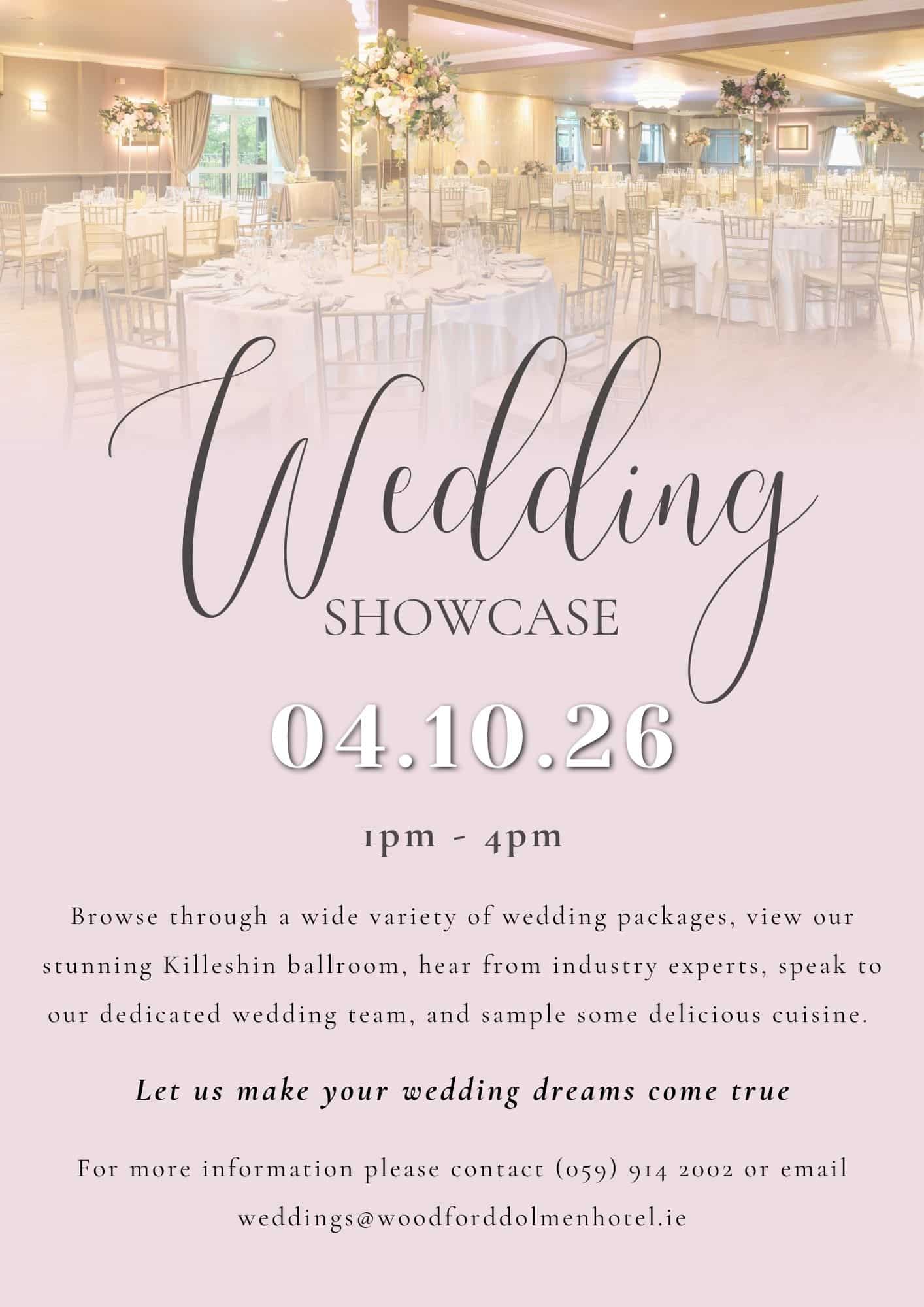Wedding Showcase on October 4th at Woodford Dolmen Hotel