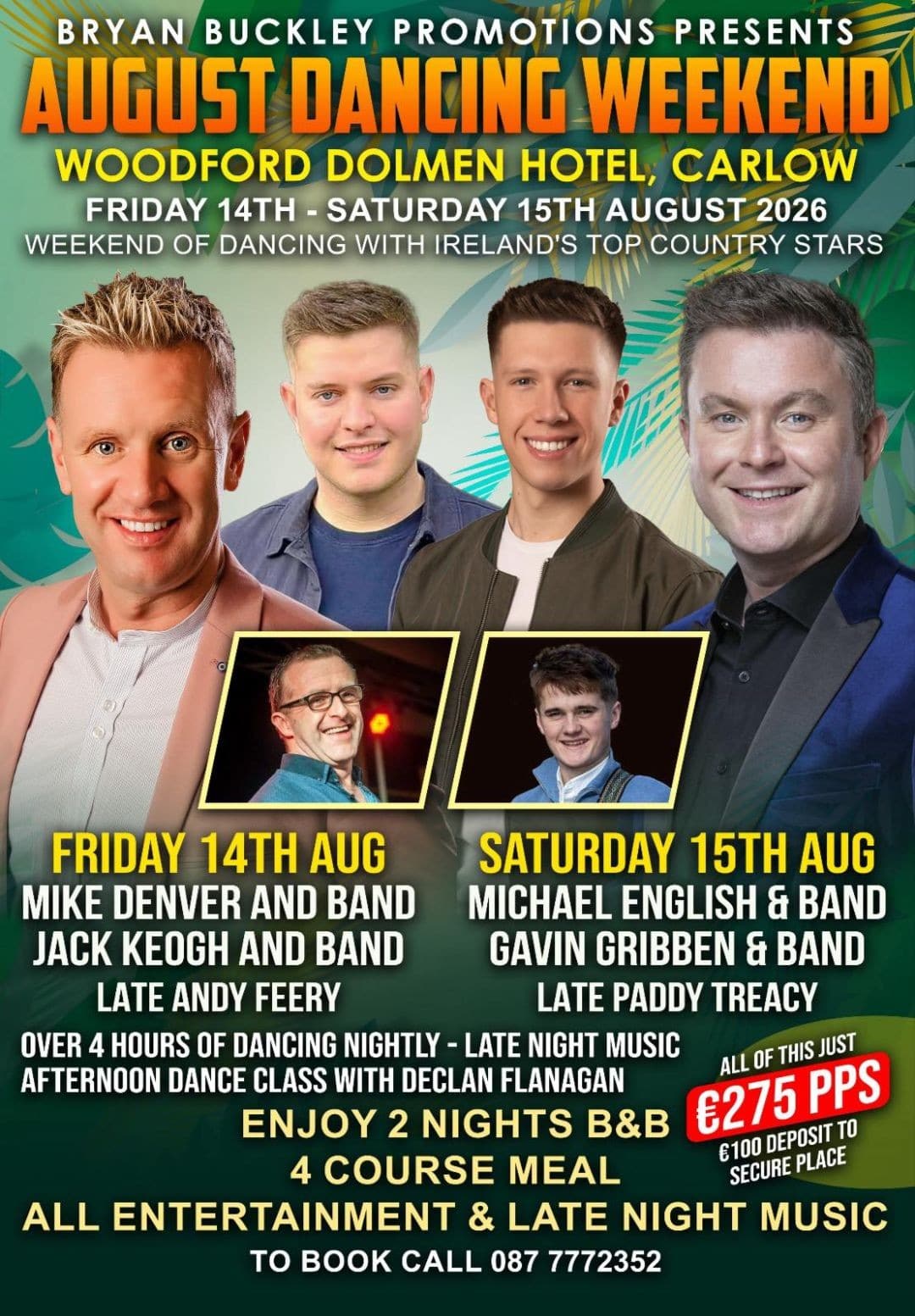 August Country Dancing Weekend from 14th to 16th of August at the Woodford Dolmen Hotel in Carlow