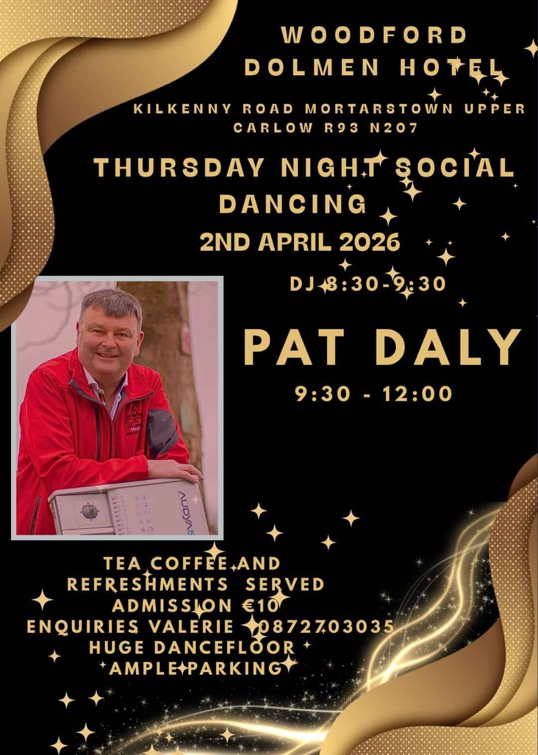 Social Dancing with Pat Daly at the Woodford Dolmen Hotel in Carlow on Thursday, 2nd of April